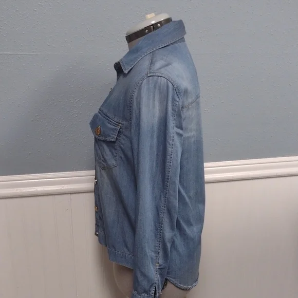 CAbi Light Blue Jean Jacket Style #6255 Western Rodeo Farm Festival - Picture 7 of 14
